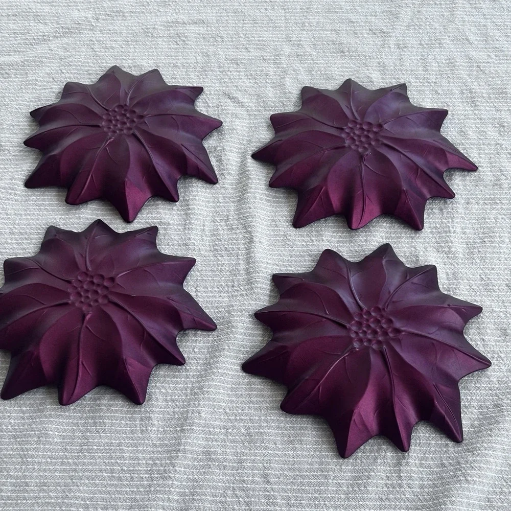 Vintage Pier 1 Red Glass Poinsettia 4 8